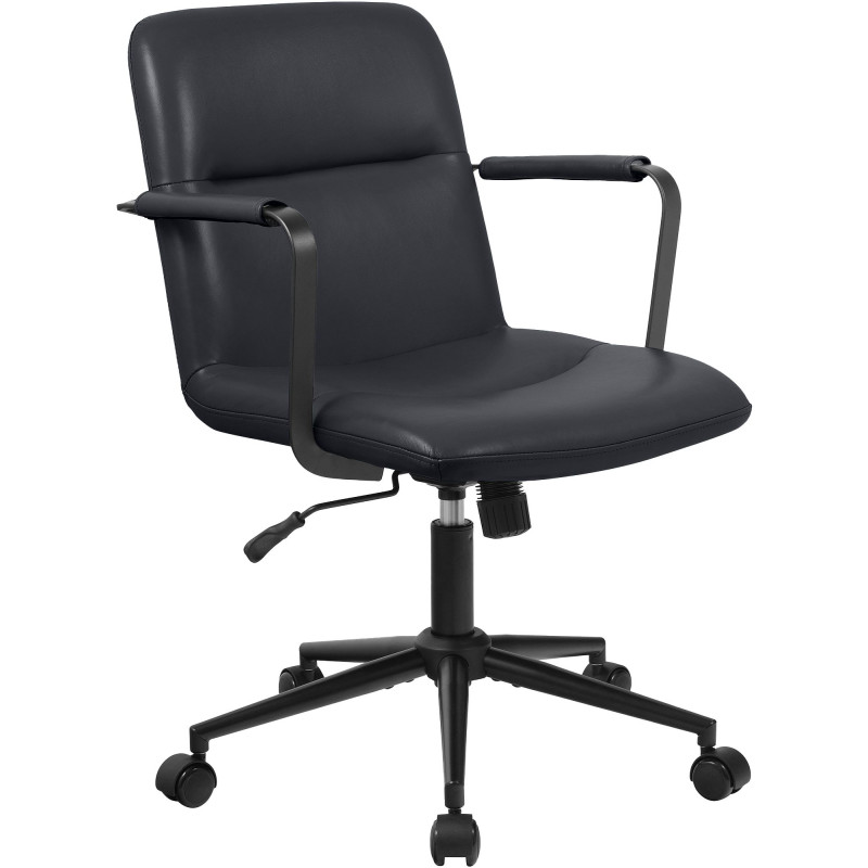 Fauteuil de bureau Hilda, cuir véritable, noir
