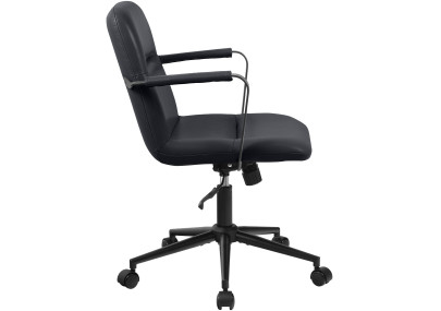 Fauteuil de bureau Hilda, cuir véritable, noir