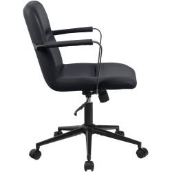 Fauteuil de bureau Hilda, cuir véritable, noir