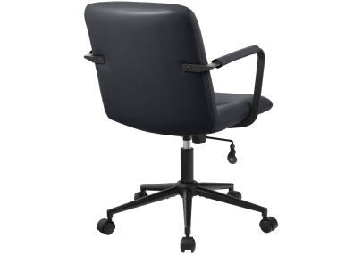 Fauteuil de bureau Hilda, cuir véritable, noir