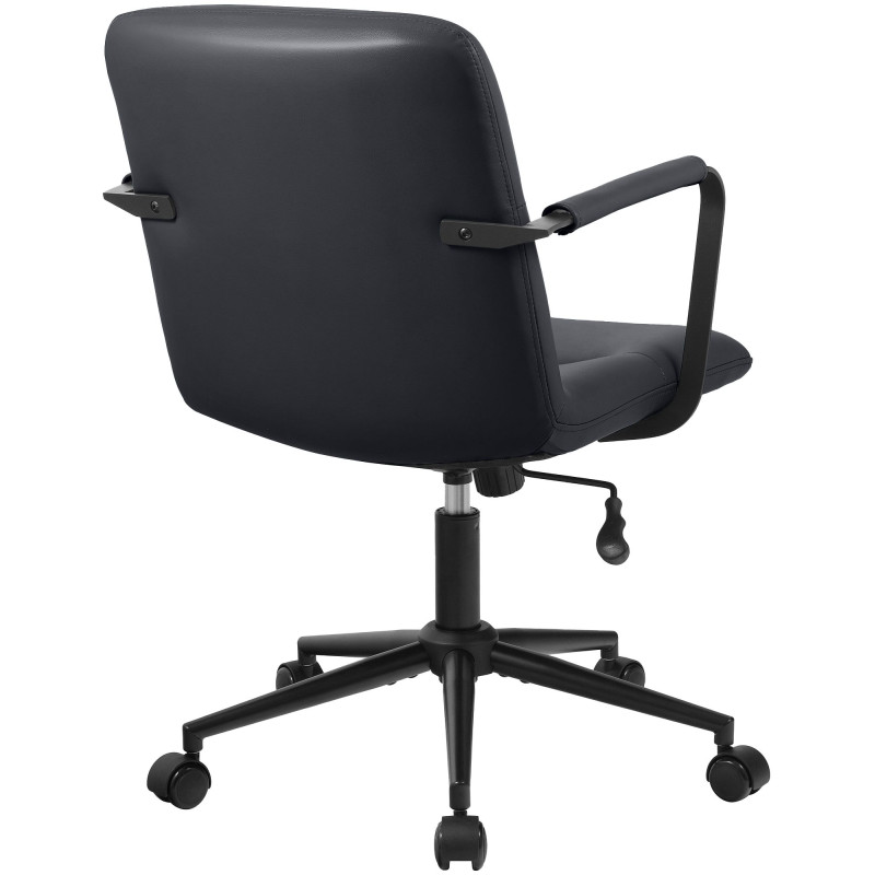 Fauteuil de bureau Hilda, cuir véritable, noir