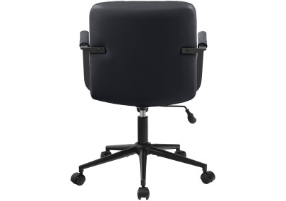 Fauteuil de bureau Hilda, cuir véritable, noir