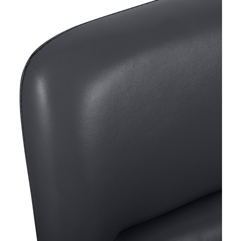 Fauteuil de bureau Hilda, cuir véritable, noir