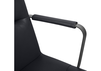 Fauteuil de bureau Hilda, cuir véritable, noir