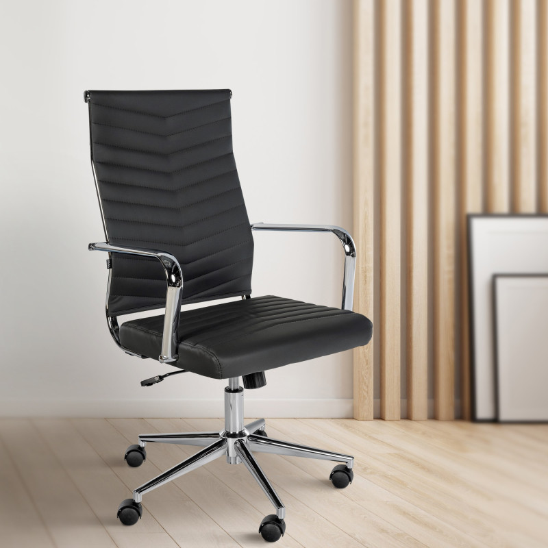 Chaise de bureau Canby, similicuir, noire