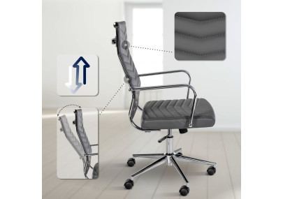 Chaise de bureau Canby, similicuir gris