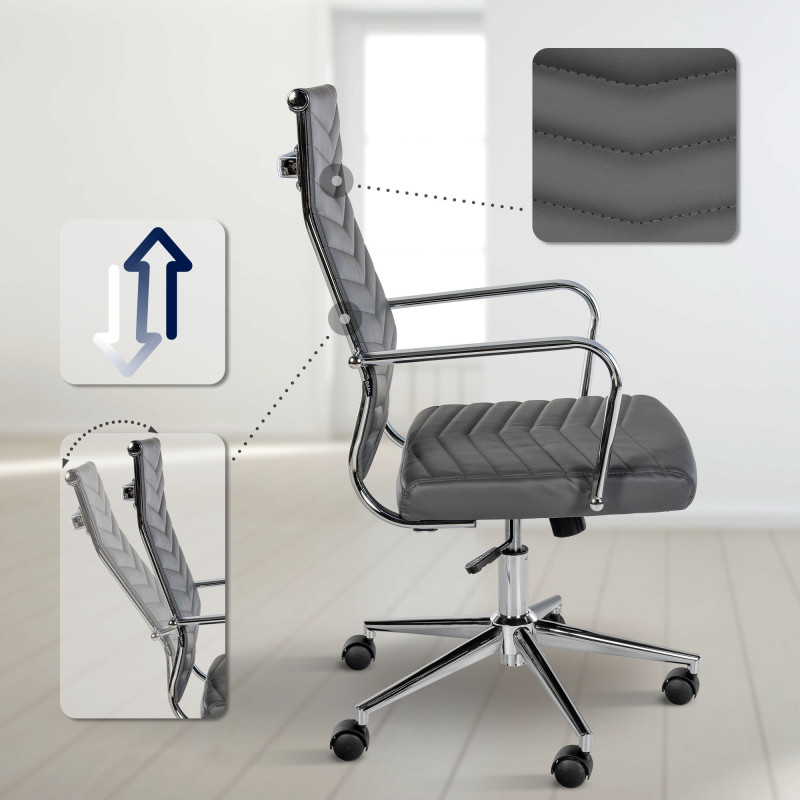 Chaise de bureau Canby, similicuir gris