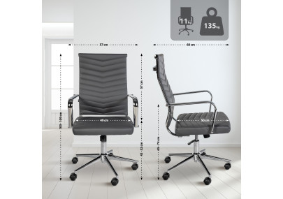 Chaise de bureau Canby, similicuir gris