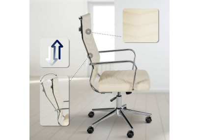 Chaise de bureau Canby, similicuir, crème