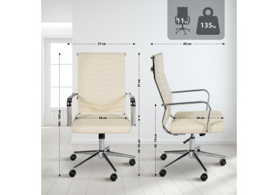 Chaise de bureau Canby, similicuir, cr?me