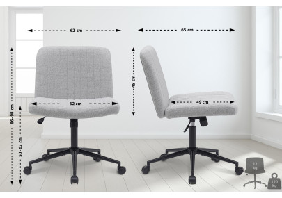 Chaise de bureau Kingman, tissu gris clair