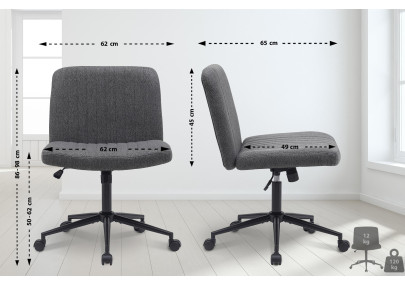 Chaise de bureau Kingman, tissu gris foncé