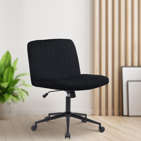 Fauteuil de bureau Kingman, velours, noir