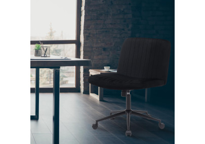 Fauteuil de bureau Kingman, velours, noir