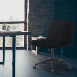 Fauteuil de bureau Kingman, velours, noir