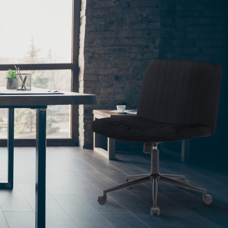 Fauteuil de bureau Kingman, velours, noir