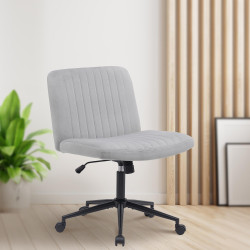 Fauteuil de bureau Kingman, velours, gris clair