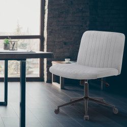 Fauteuil de bureau Kingman, velours, gris clair