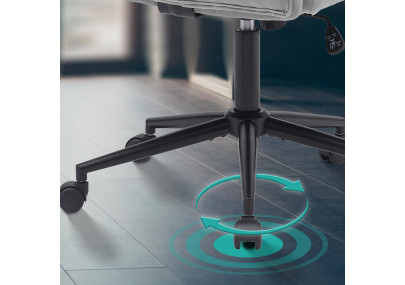 Fauteuil de bureau Kingman, velours, gris clair