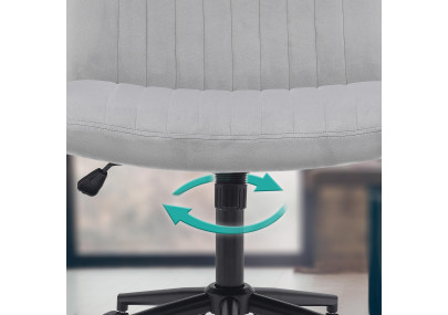 Fauteuil de bureau Kingman, velours, gris clair