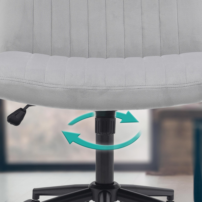 Fauteuil de bureau Kingman, velours, gris clair