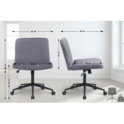 Fauteuil de bureau Kingman, velours, gris foncé