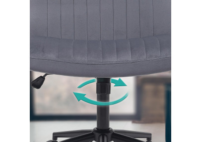 Fauteuil de bureau Kingman, velours, gris foncé