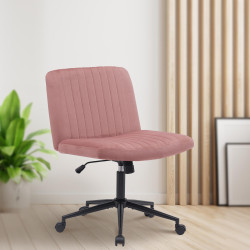 Fauteuil de bureau Kingman, velours, rose