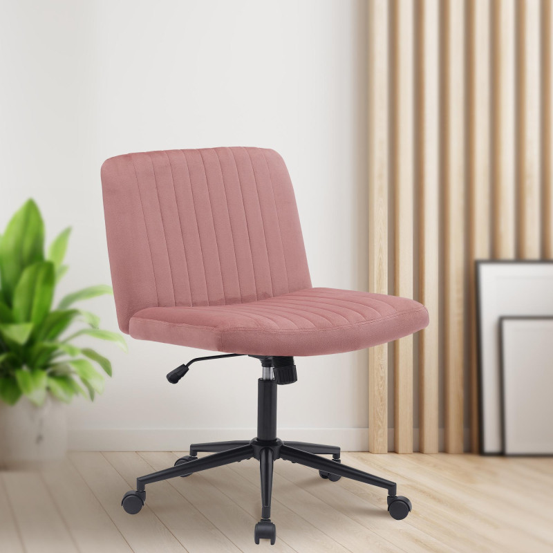 Fauteuil de bureau Kingman, velours, rose