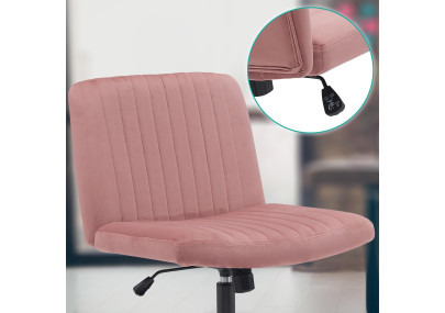 Fauteuil de bureau Kingman, velours, rose