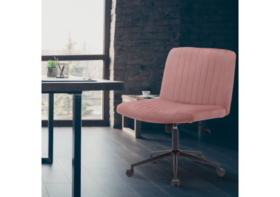 Fauteuil de bureau Kingman, velours, rose