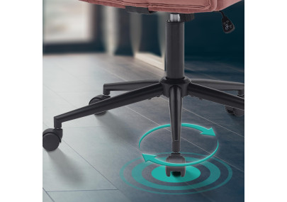 Fauteuil de bureau Kingman, velours, rose