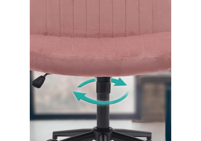 Fauteuil de bureau Kingman, velours, rose