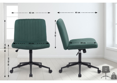 Fauteuil de bureau Kingman, velours, vert