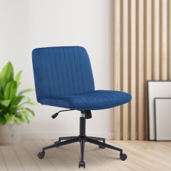 Fauteuil de bureau Kingman, velours, bleu
