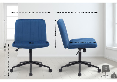 Fauteuil de bureau Kingman, velours, bleu