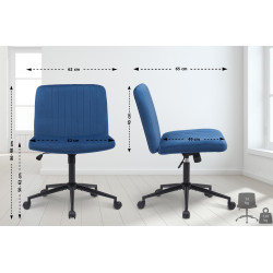 Fauteuil de bureau Kingman, velours, bleu
