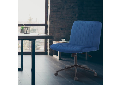 Fauteuil de bureau Kingman, velours, bleu