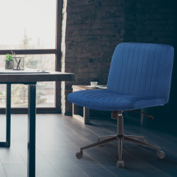 Fauteuil de bureau Kingman, velours, bleu