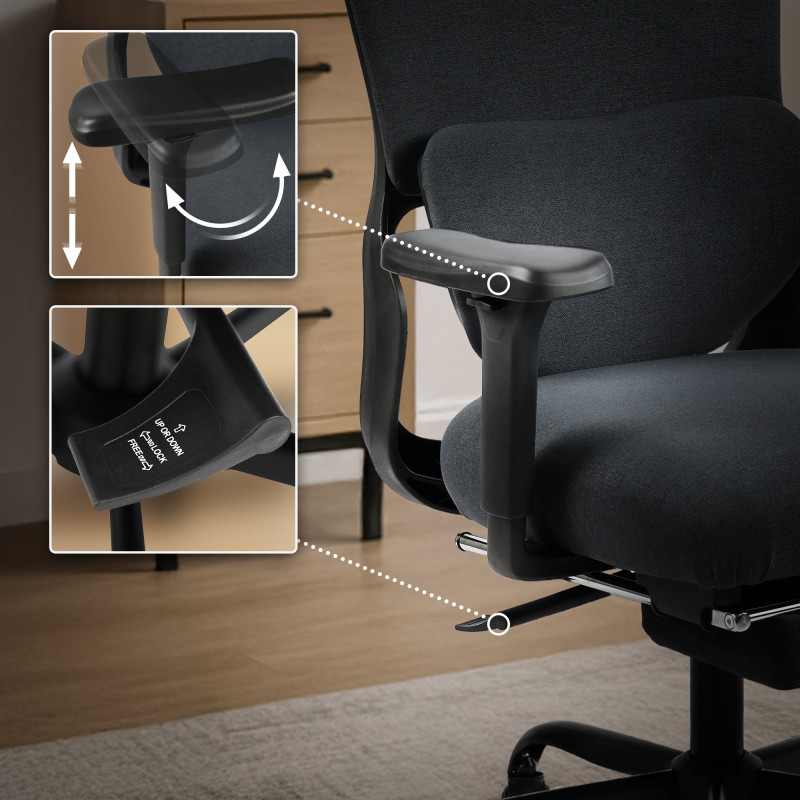 Chaise de bureau Leesburg noire/noire