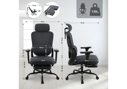 Chaise de bureau Leesburg noire/noire