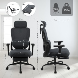 Chaise de bureau Leesburg noire/noire