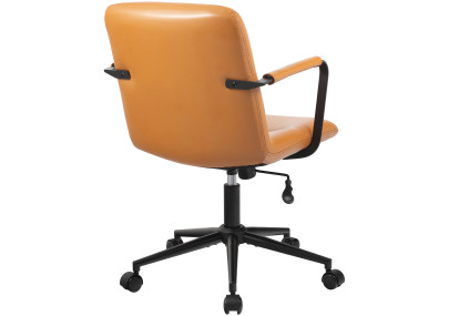 Fauteuil de bureau Hilda, cuir véritable, marron