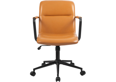 Fauteuil de bureau Hilda, cuir véritable, marron