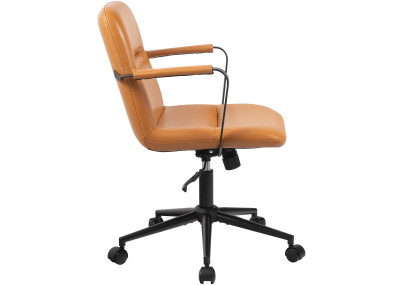 Fauteuil de bureau Hilda, cuir véritable, marron