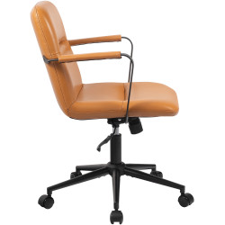 Fauteuil de bureau Hilda, cuir véritable, marron