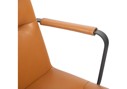 Fauteuil de bureau Hilda, cuir véritable, marron