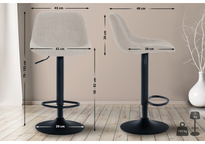 Tabouret de bar Loft, tissu crème