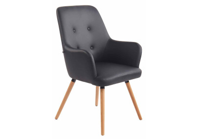 Fauteuil lounge Aarhus en similicuir noir naturel