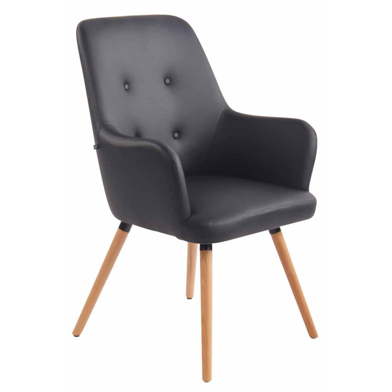 Fauteuil lounge Aarhus en similicuir noir naturel